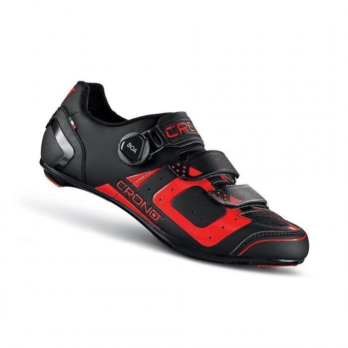Ботинки велосипедные шоссейные CRONO CR-3 carbon (черно-красный, 42)