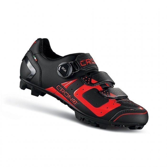 Ботинки велосипедные МТБ CRONO CX-3 Boa® carbon composit (черно-красный, 46)