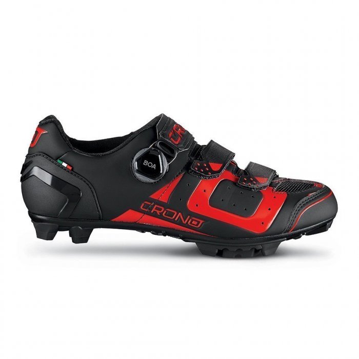 Ботинки велосипедные МТБ CRONO CX-3 Boa® carbon composit (черно-красный, 44)