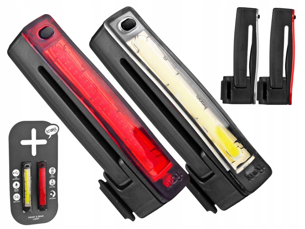 Набор велосипедных фонарей Knog Plus задний+передний, черные, зарядка через USB