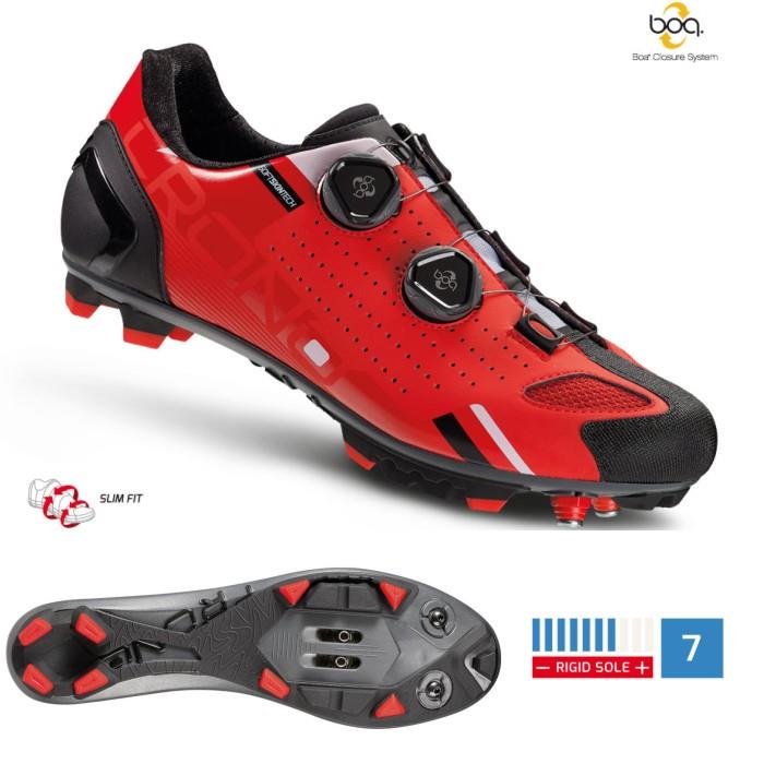 Ботинки велосипедные МТБ CRONO CX-2 carbon reinforced (красный, 45)