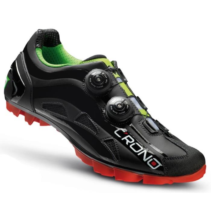 Ботинки велосипедные МТБ CRONO EXTREMA 2 carbon reinforced (черно-зеленый, 44)